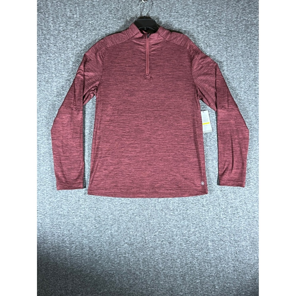 Gaiam Mens Power 1/4 Zip Bordeaux Heather Long Sleeve Athletic Shirt‎ Size L
